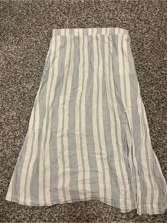 Pact Dresses & Skirts - Pact White and Blue Vertical Stripe A-Line Midi Skirt